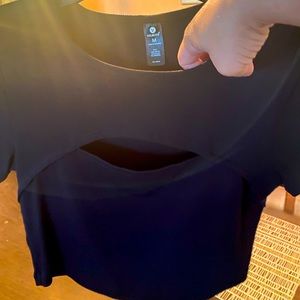 Women size M black crop top with sexy cut out;)